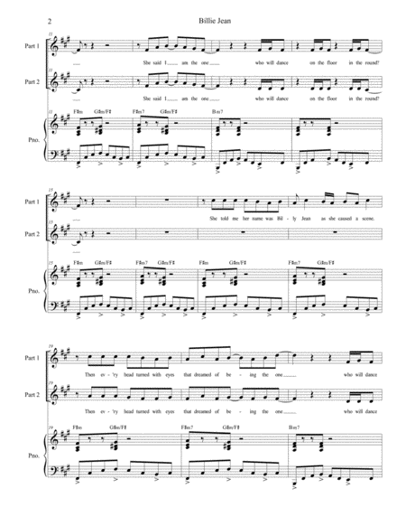 Billie Jean For 2 Part Choir Page 2
