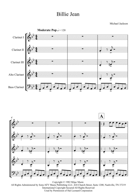 Billie Jean For Clarinet Quintet Page 2