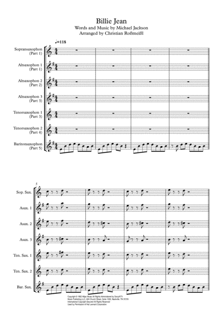 Billie Jean For Saxophonensemble Page 2