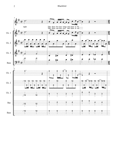 Blackbird The Beatles For Ukulele Ensemble And Vocals Page 2