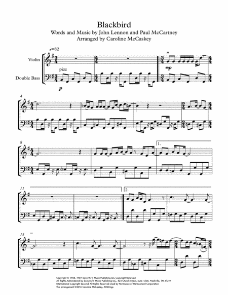 Blackbird Violin And Double Bass Duet Page 2