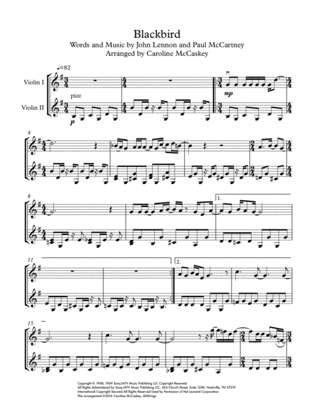 Blackbird Violin Duet Page 2