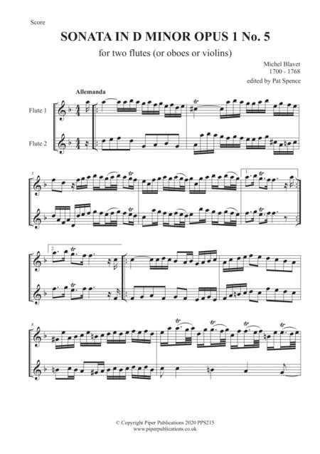 Blavet Sonata In D Minor Opus 1 No 5 For 2 Flutes Page 2