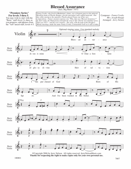 Blessed Assurance Arrangements Level 3 5 For Violin Written Accomp Hymn Page 2