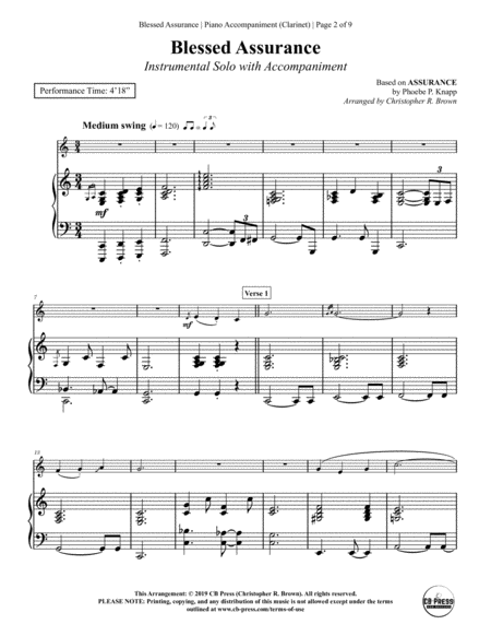 Blessed Assurance Clarinet Solo With Piano Accompaniment Page 2