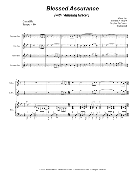 Blessed Assurance With Amazing Grace For Saxophone Quartet Page 2