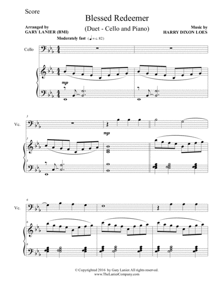 Blessed Redeemer Duet Cello Piano With Score Part Page 2