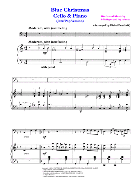 Blue Christmas For Cello And Piano Page 2