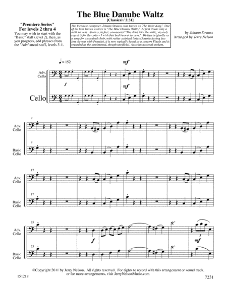 Blue Danube Waltz Arrangements Level 2 4 For Cello Written Accomp Page 2