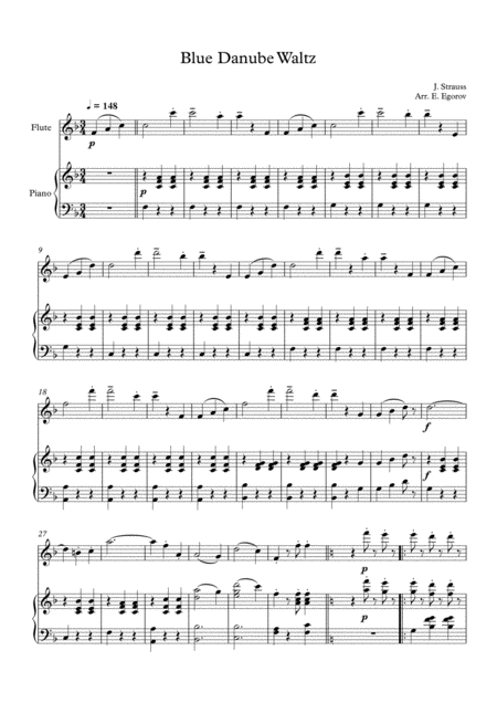 Blue Danube Waltz Johann Strauss Jr For Flute Piano Page 2
