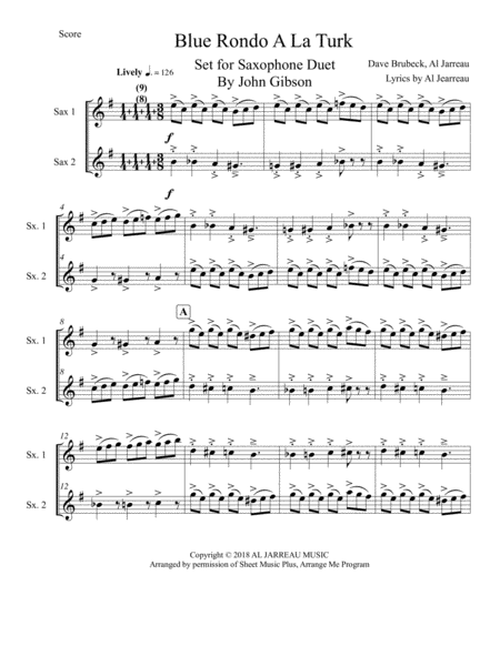 Blue Rondo Ala Turk Dave Brubeck Sax Duet Page 2