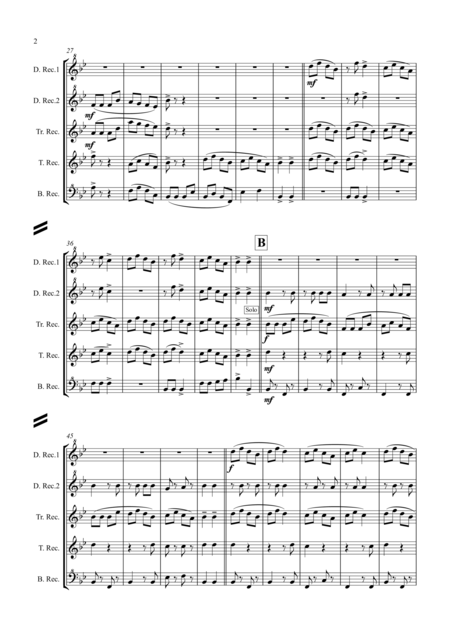 Bobby Shaftoe Tyneside Song For Recorder Quintet Page 2