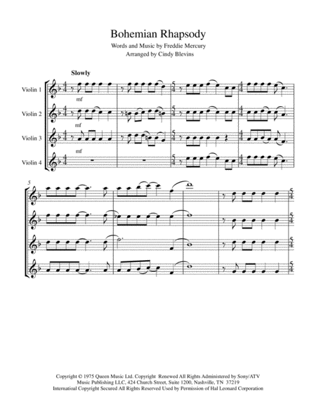 Bohemian Rhapsody For Violin Quartet Page 2