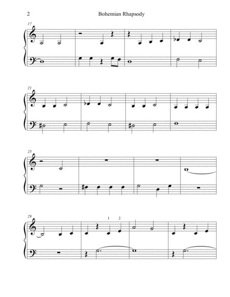 Bohemian Rhapsody Opening Themes Beginner Big Note Piano Page 2