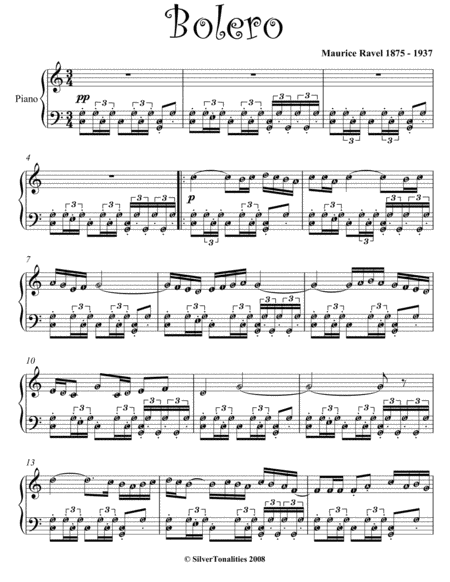 Bolero Easy Intermediate Piano Sheet Music Page 2