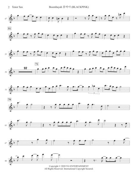 Boombayah Blackpink Tenor Saxophone Solo Transcription Original Key Page 2