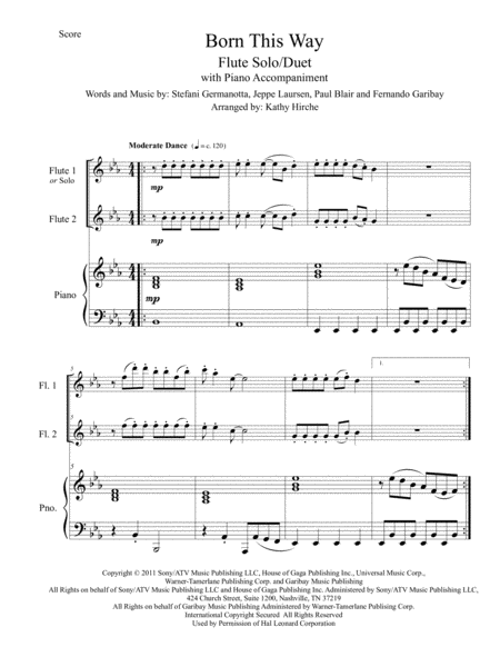 Born This Way Flute Solo Duet With Piano Accompaniment Page 2