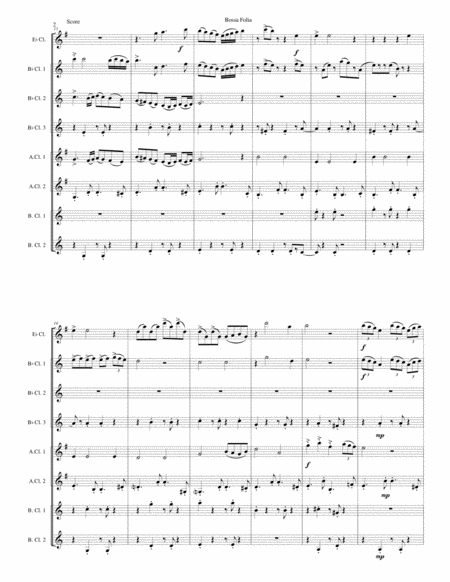 Bossa Folia For Clarinet Octet Or Clarinet Choir Page 2