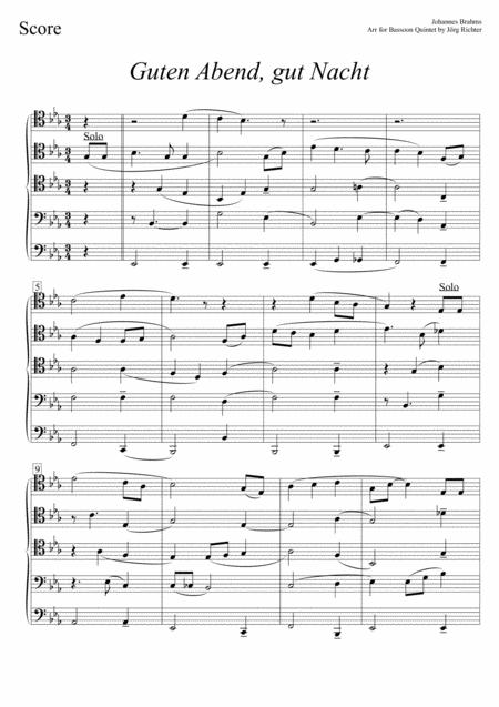 Brahms Lullaby Cradle Song For Bassoon Quintet Page 2