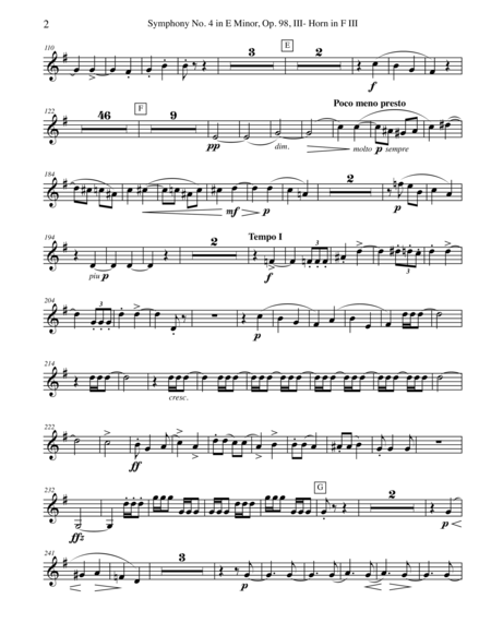 Brahms Symphony No 4 Movement Iii Horn In F 3 Transposed Part Op 98 Page 2