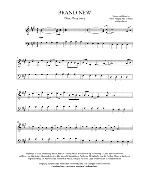 Brand New Ben Rector Simplified And Easy Key Piano Solos Page 2