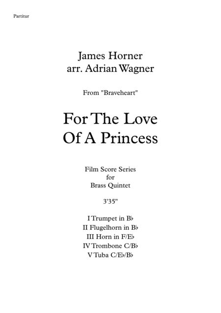 Braveheart For The Love Of A Princess Brass Quintet Arr Adrian Wagner Page 2