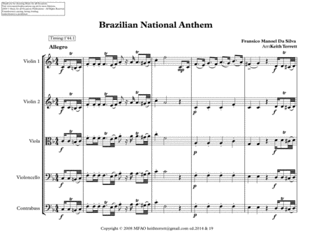 Brazillian National Anthem For String Orchestra Mfao World National Anthem Series Page 2