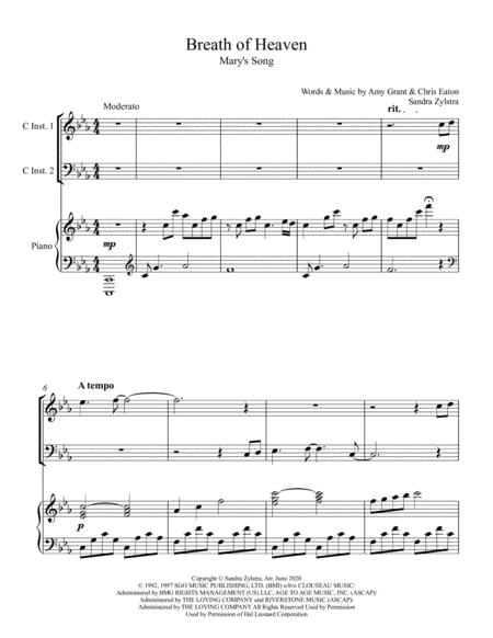 Breath Of Heaven Mary Song Treble Bass C Instrument Duet Page 2