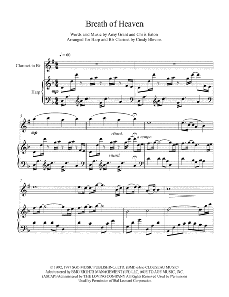 Breath Of Heaven Marys Song Arranged For Harp Lever Or Pedal Harp And Bb Clarinet Page 2