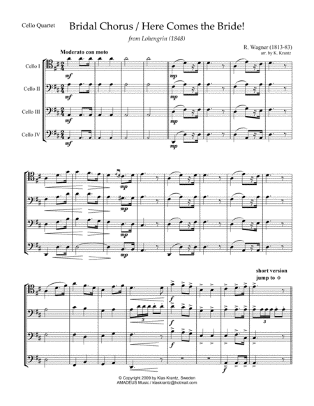 Bridal Chorus Here Comes The Bride For Cello Quartet Page 2