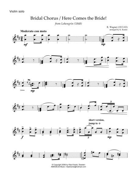 Bridal Chorus Here Comes The Bride For Violin Solo Page 2