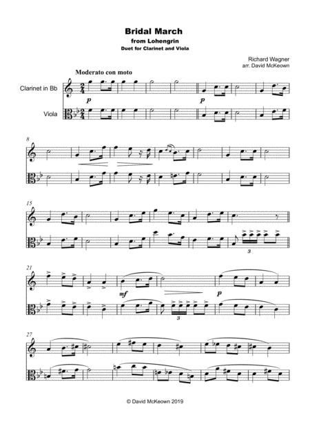 Bridal March Here Comes The Bride Duet For Clarinet And Viola Page 2