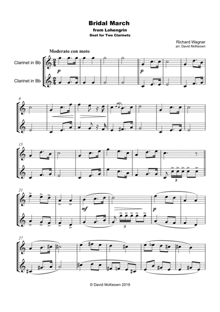 Bridal March Here Comes The Bride Duet For Two Clarinets Page 2