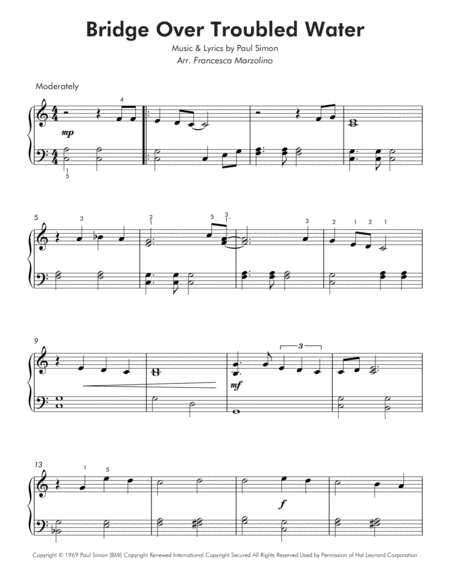 Bridge Over Troubled Water Easy Piano Page 2