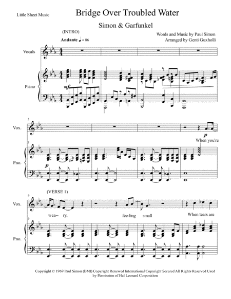 Bridge Over Troubled Water Piano Vocal Page 2