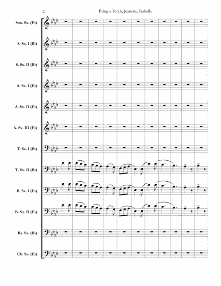 Bring A Torch Jeanette Isabella For Saxophone Choir Full Score Set Of Parts Page 2