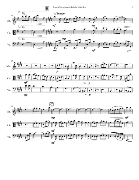 Bring A Torch Jeanette Isabella For String Trio Page 2