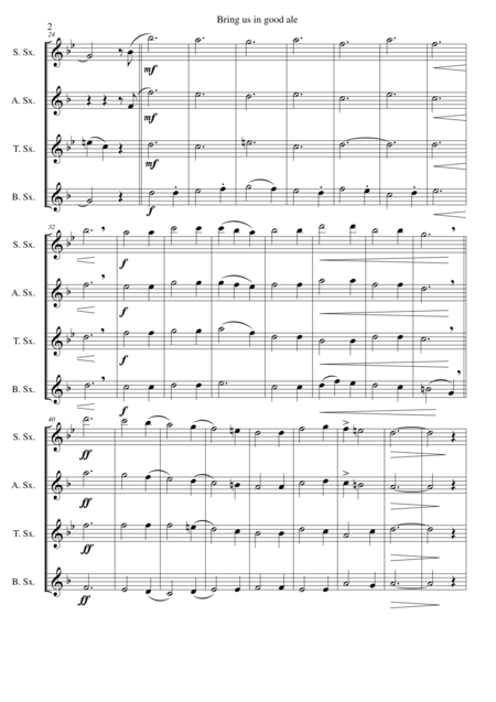 Bring Us In Good Ale For Saxophone Quartet Page 2