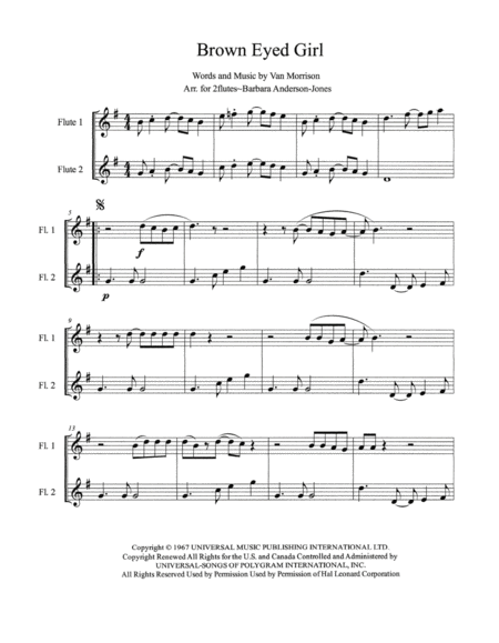 Brown Eyed Girl Flute Duet Page 2