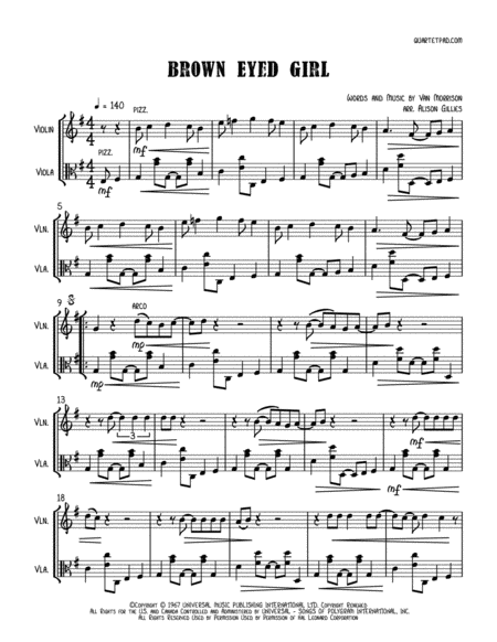 Brown Eyed Girl Violin And Viola Duet Page 2