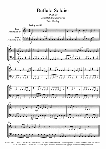 Buffalo Soldier Duet For Trumpet In Bb And Trombone In C Page 2