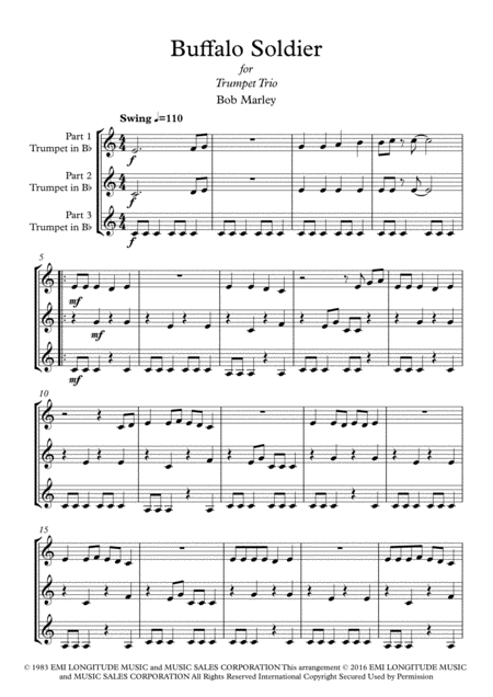 Buffalo Soldier For Trumpet Trio Page 2