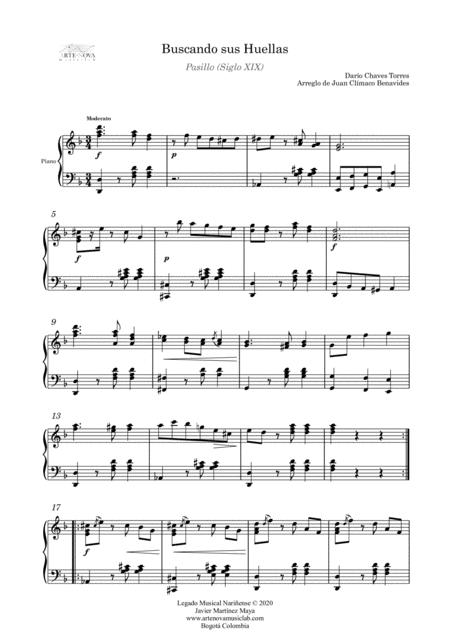 Buscando Sus Huellas Pasillo For Piano Latin Folk Music Page 2