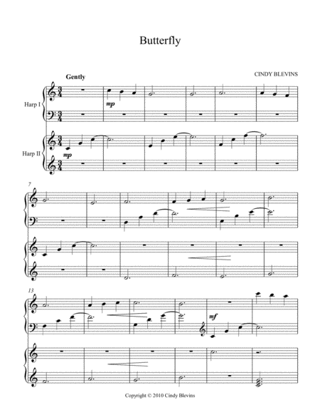 Butterfly Arranged For Harp Duet Page 2