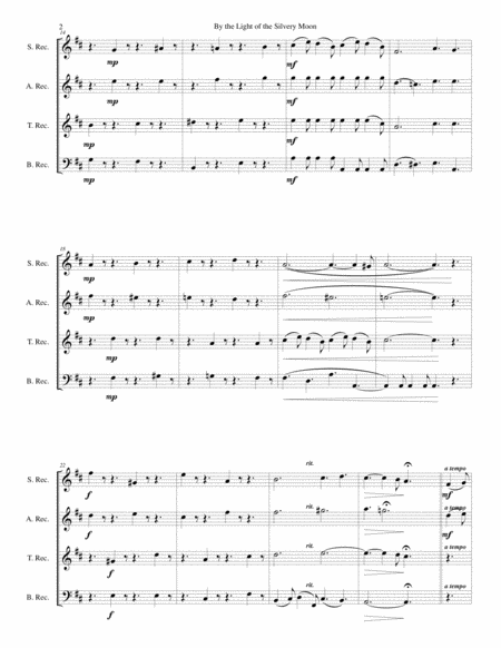 By The Light Of The Silvery Moon For Recorder Quartet Page 2