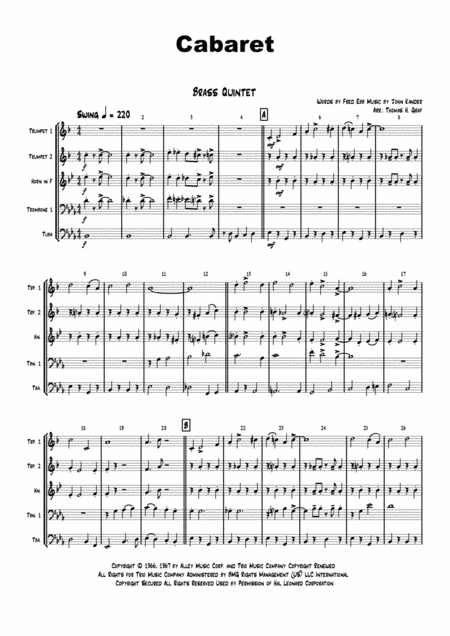 Cabaret Jazz Liza Minelli Brass Quintet Page 2