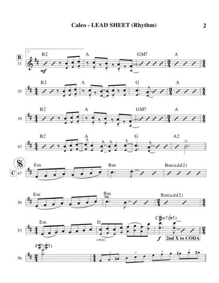 Caleo Lead Sheet Additional Parts Page 2