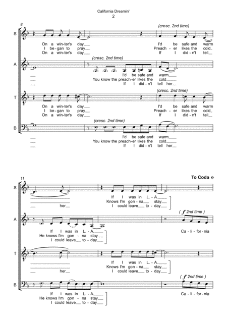 California Dreamin Satb Page 2