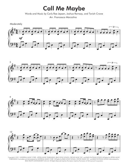 Call Me Maybe Intermediate Piano Page 2
