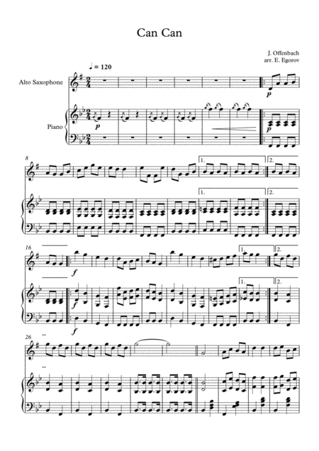 Can Can Jacques Offenbach For Alto Saxophone Piano Page 2
